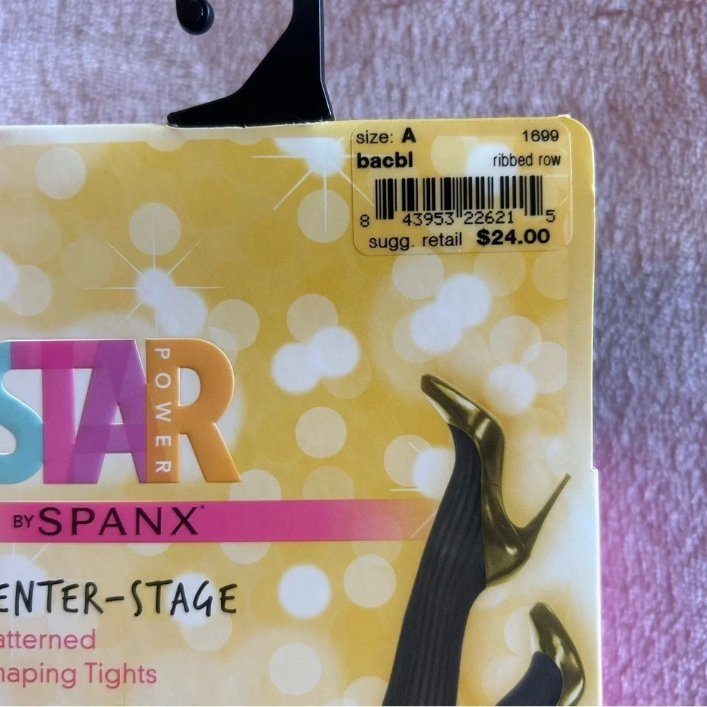 Spanx Star Power black ribbed shaping tights size A (XS-S)